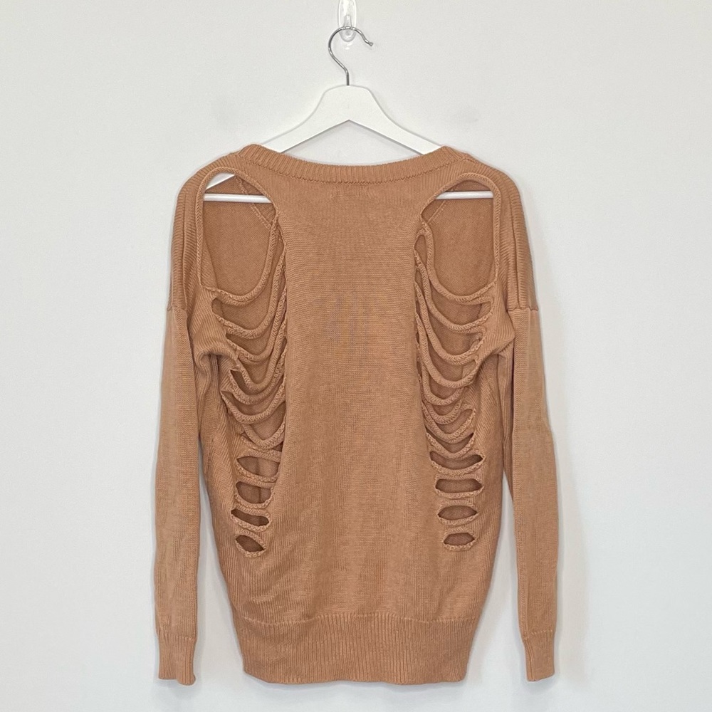 TOBI | Camel Ripped‎ Back Sweater | S M